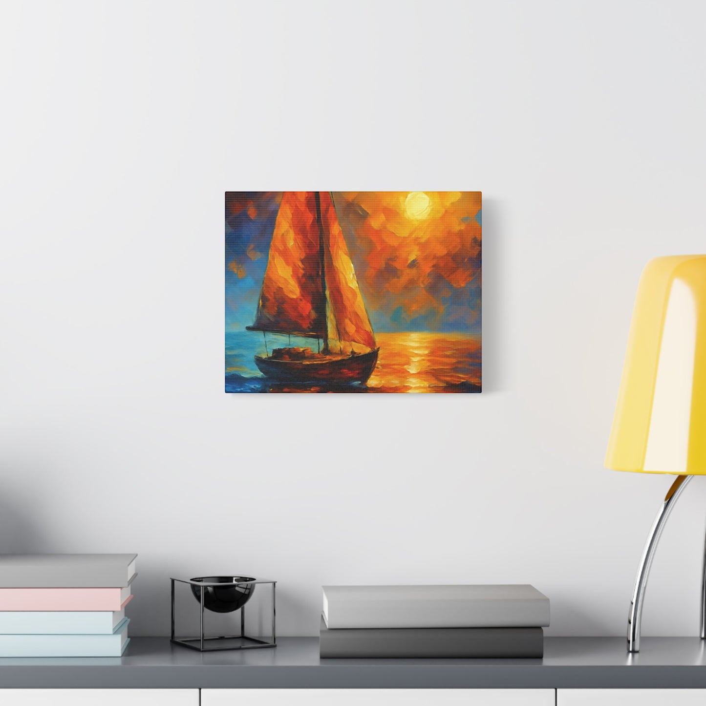 Canvas Art Print, Nautical Wall Decor, Sailboat Painting, Ocean Sunset, Home Decoration, Coastal Art