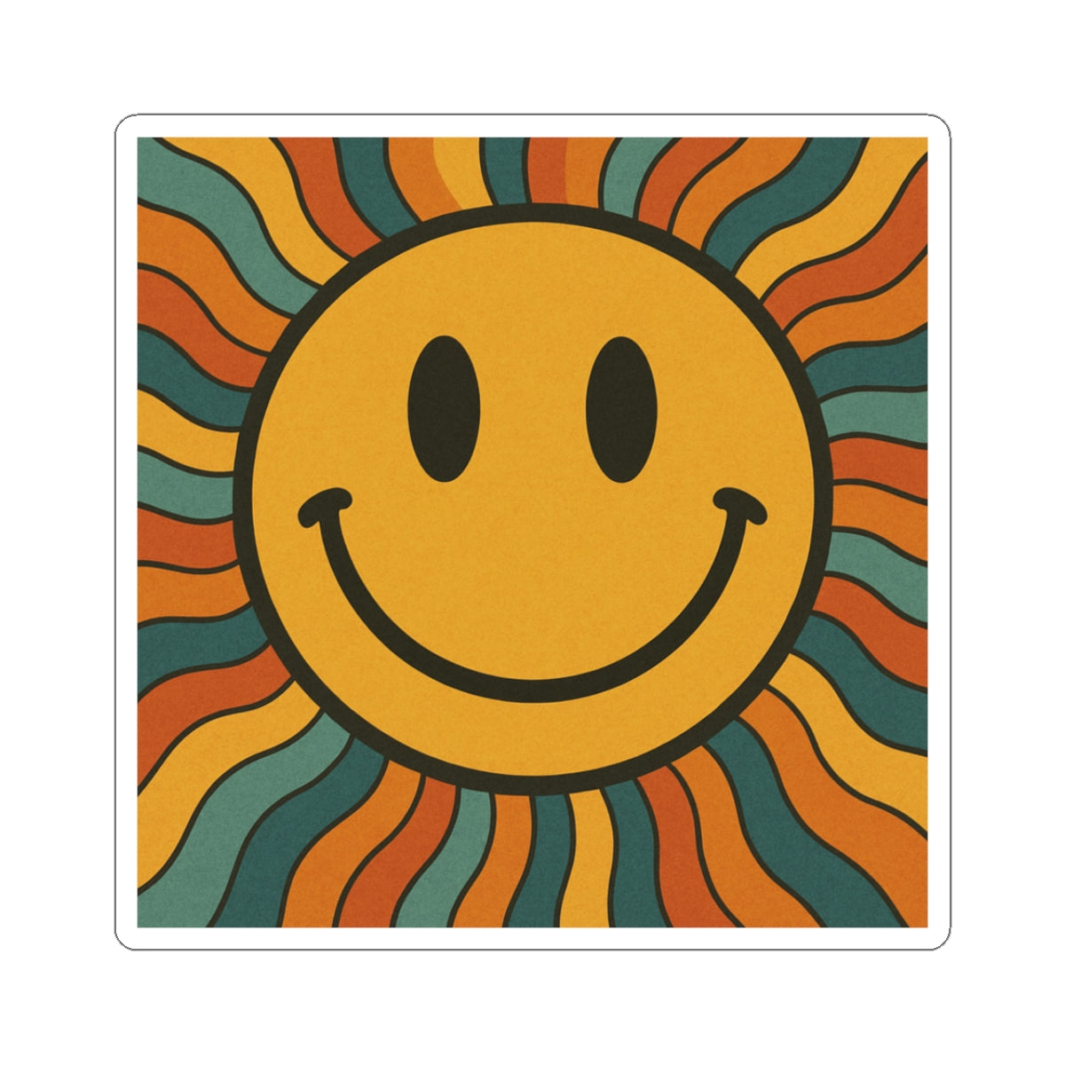 Smiley Sun Kiss-Cut Stickers, Fun Retro Decals, Cheerful Laptop Decorations, Positive Vibe Stickers, Gifts for Friends, Mood Boosters