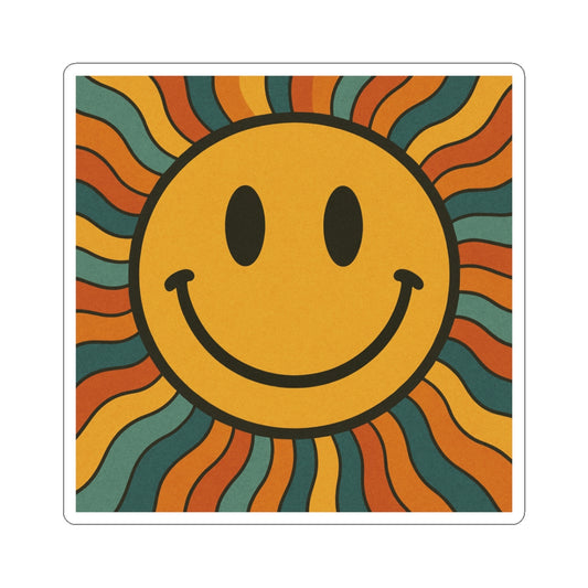 Smiley Sun Kiss-Cut Stickers, Fun Retro Decals, Cheerful Laptop Decorations, Positive Vibe Stickers, Gifts for Friends, Mood Boosters