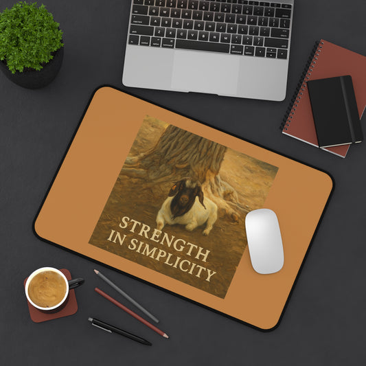 Artistic Desk Mat - Strength in Simplicity, Home Office Decor, Animal Lover Gift, Workspace Accessories, Motivational Desk Decor