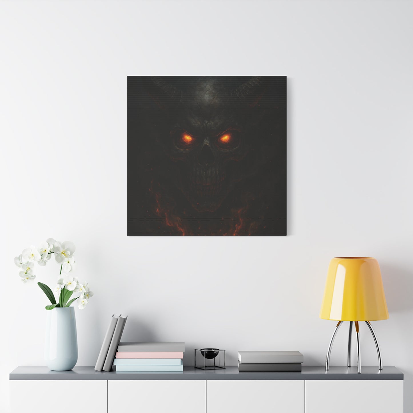 Dark Fantasy Wall Art, Matte Canvas with Fiery Skull Design, Demon Home Decor, Gothic Wall Decor, Unique Gift for Halloween, Edgy [...]