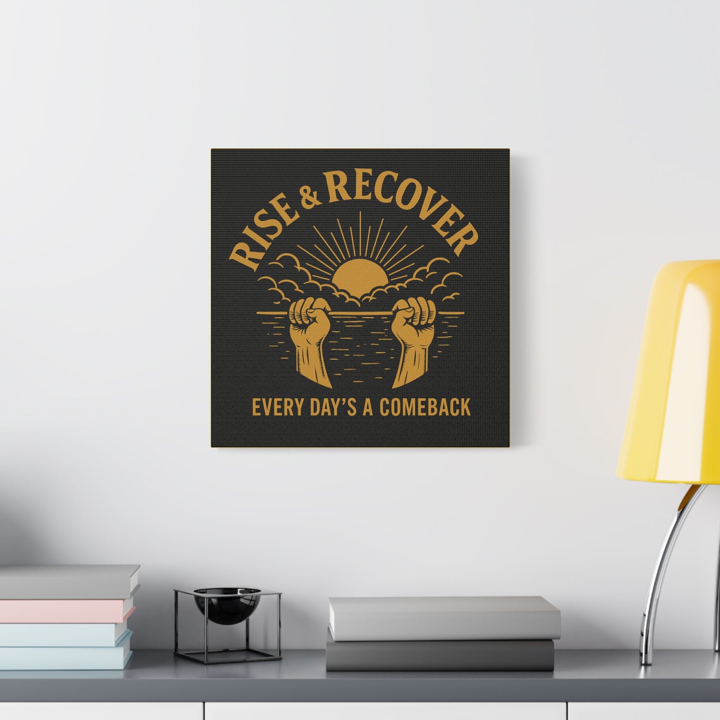 Inspirational Wall Art Canvas, Rise & Recover Motivational Decor, Recovery Art, Unique Gift for Fitness Enthusiasts, Home Decoration