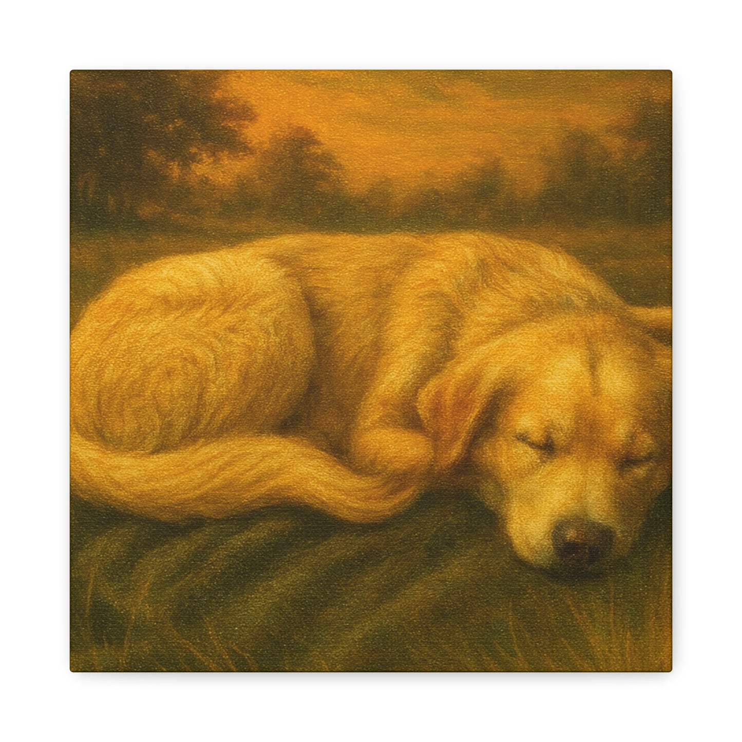 Golden Retriever Art Canvas Print, Dog Lovers Decor, Warm Home Wall Art, Gift for Pet Owners, Relaxing Pet Artwork