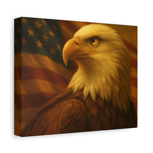 Patriotic Eagle Canvas Wall Art - American Flag Decor, Home Office, Gift for Veterans, National Holidays, Wall Decor