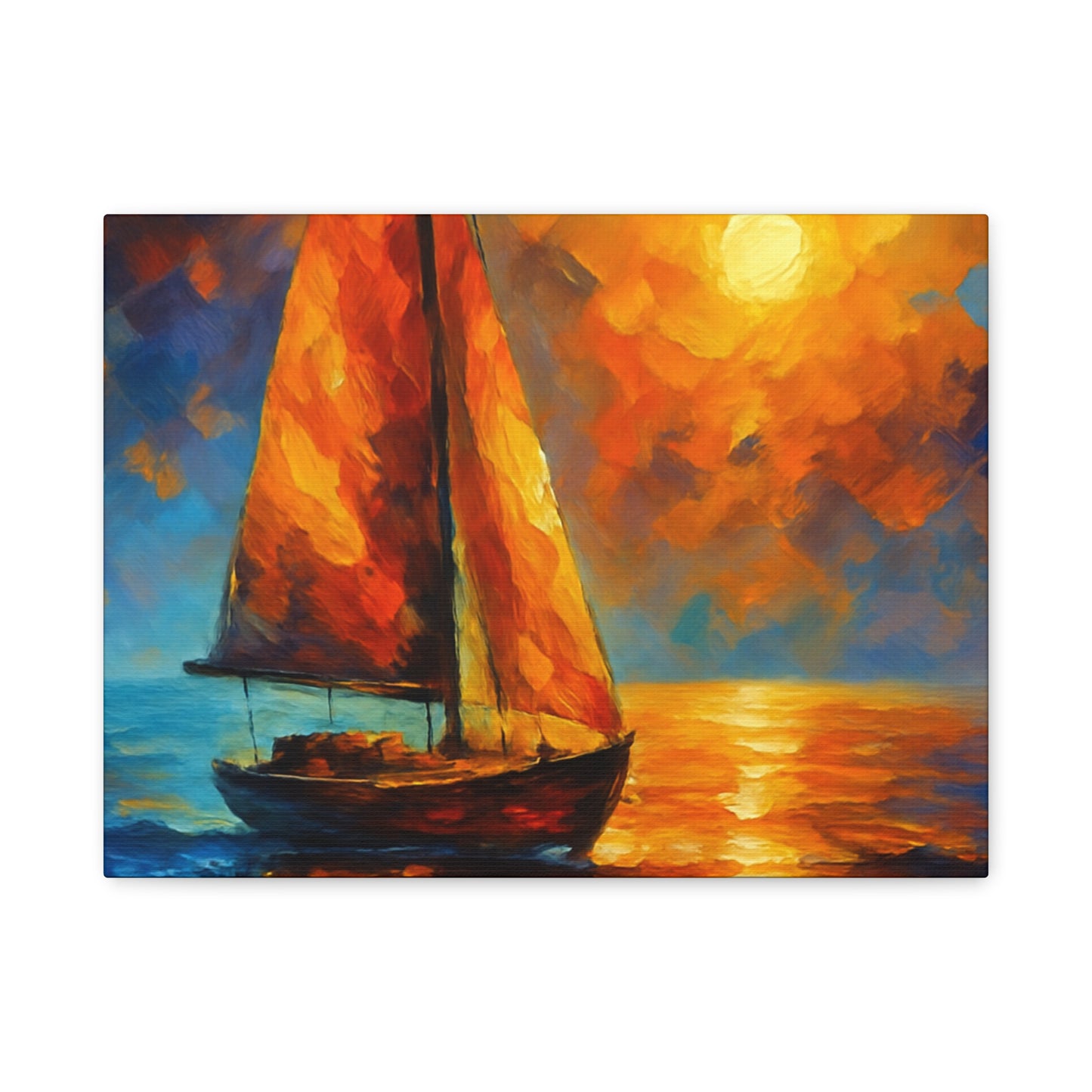 Canvas Art Print, Nautical Wall Decor, Sailboat Painting, Ocean Sunset, Home Decoration, Coastal Art