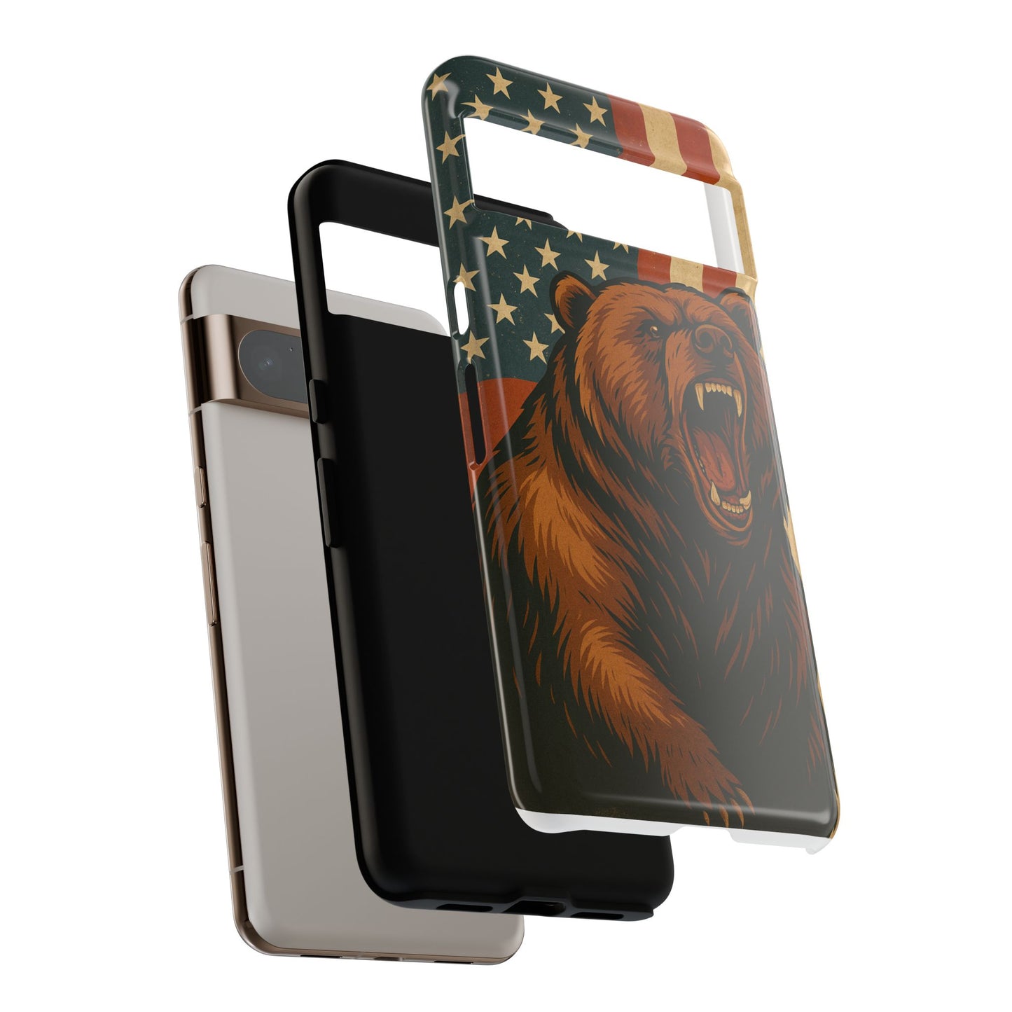 Tough Cases - Patriotic Bear Phone Case, Custom Phone Cover, Strong Protective Case, USA Flag Design, Gift for Outdoors Lovers