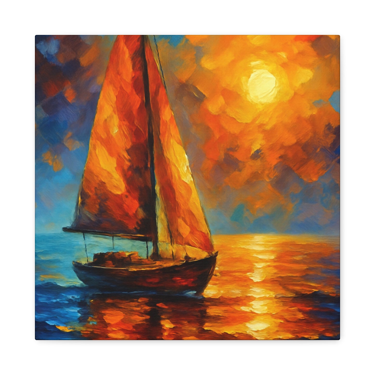 Canvas Art Print, Nautical Wall Decor, Sailboat Painting, Ocean Sunset, Home Decoration, Coastal Art