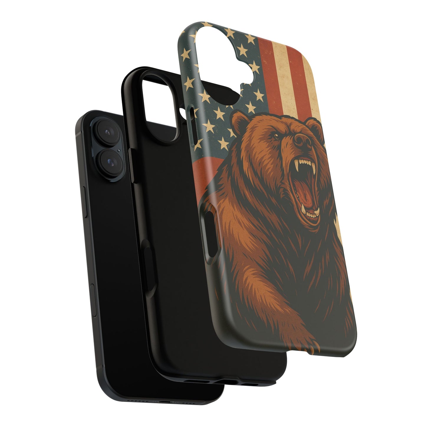 Tough Cases - Patriotic Bear Phone Case, Custom Phone Cover, Strong Protective Case, USA Flag Design, Gift for Outdoors Lovers