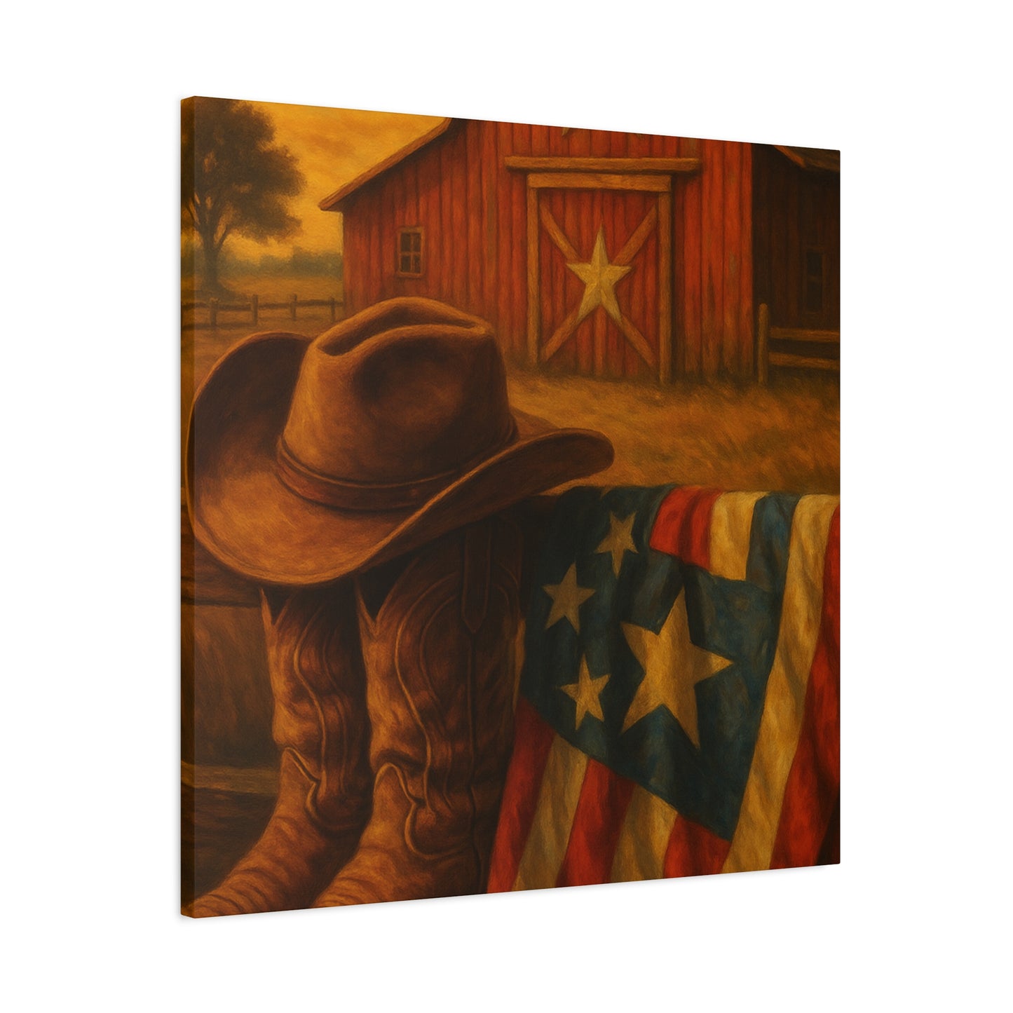 Rustic Canvas Art Print, Western Decor, Cowboy Hat and Boots, Americana Wall Art, Perfect Gift for Country Lovers