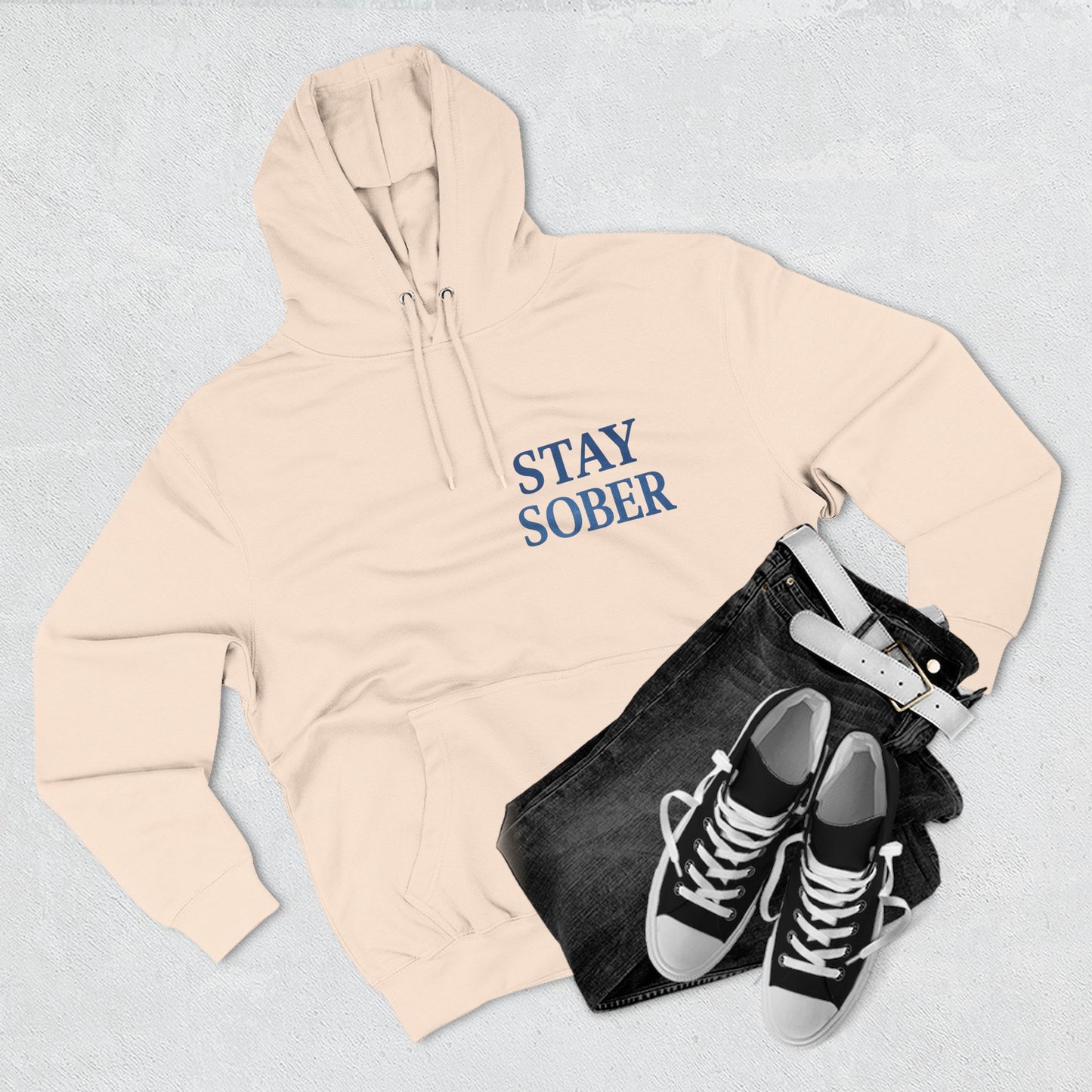 Stay Sober Three-Panel Fleece Hoodie | Recovery Fashion, Inspirational Gift, Motivational Apparel, Casual Wear, Cozy Lifestyle