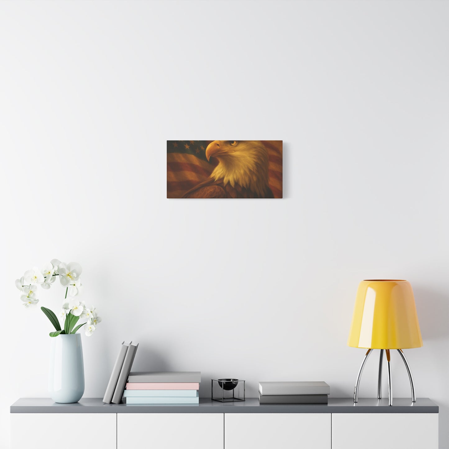 Patriotic Eagle Canvas Wall Art - American Flag Decor, Home Office, Gift for Veterans, National Holidays, Wall Decor