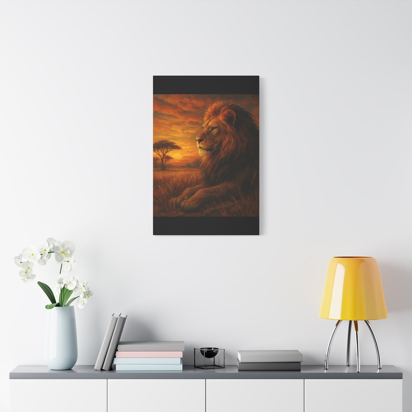 King of the Savanna - Lion Sunset Canvas