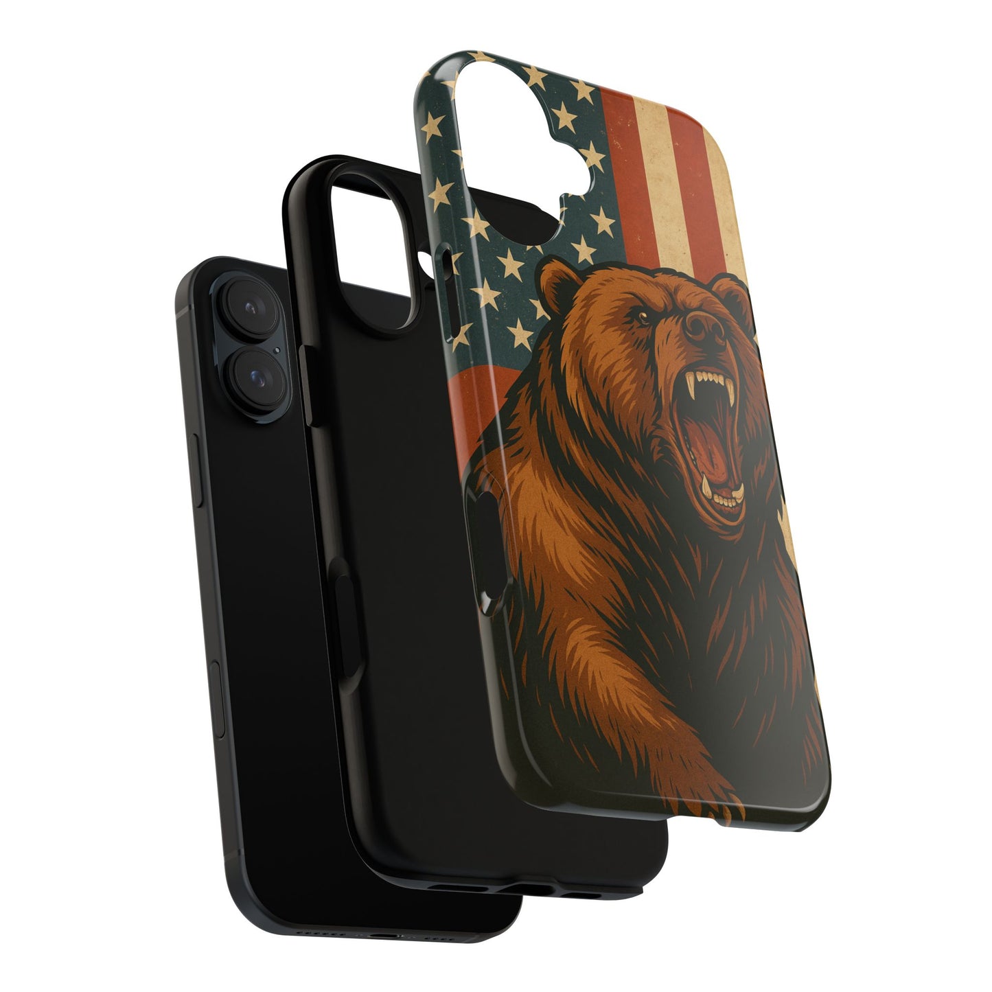 Tough Cases - Patriotic Bear Phone Case, Custom Phone Cover, Strong Protective Case, USA Flag Design, Gift for Outdoors Lovers