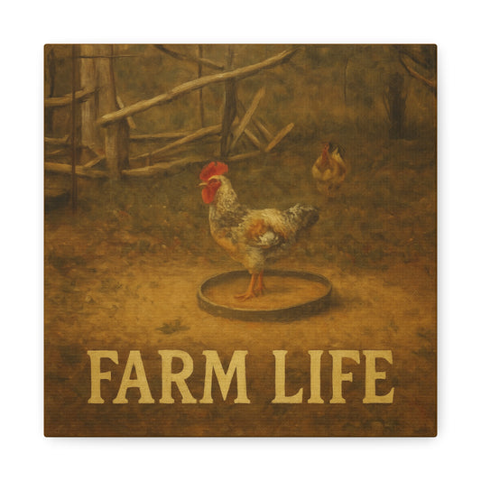 Rustic Farm Life Canvas Art, Country Home Decor, Farmhouse Wall Art, Vintage Rooster Print, Rustic Gift Idea, Kitchen Wall Accent