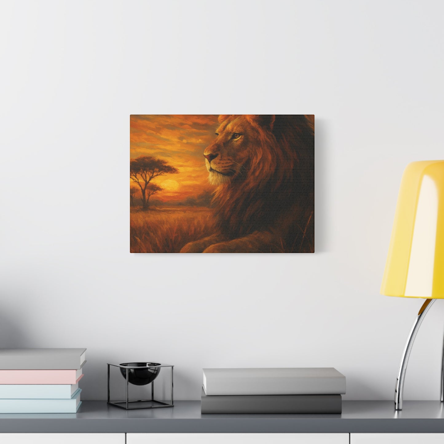 King of the Savanna - Lion Sunset Canvas