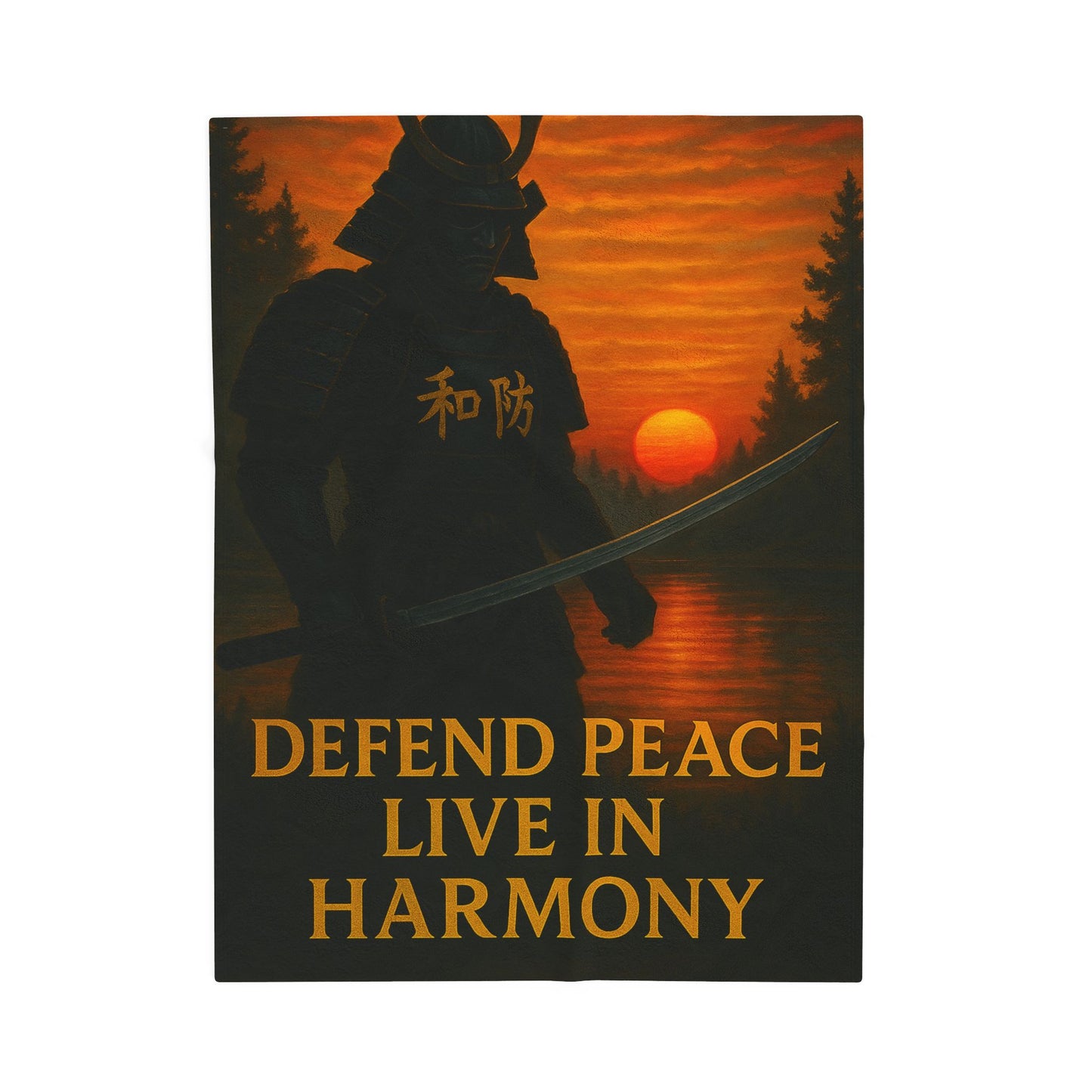 Samurai Peace Velveteen Plush Blanket - Cozy Home Decor, Gift for Gamers, Lounge, Meditation, Zen, Relaxation