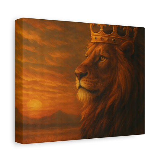 Majestic Lion Canvas Print, Animal Wall Art, Home Decor, Crowned Lion Artwork, Gift for Animal Lovers, Safari Themed Room