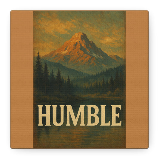 Humble Canvas Wall Art, Rustic Home Decor, Mountain Landscape Art, Inspirational Quotes Wall Art, Nature-Inspired Gift