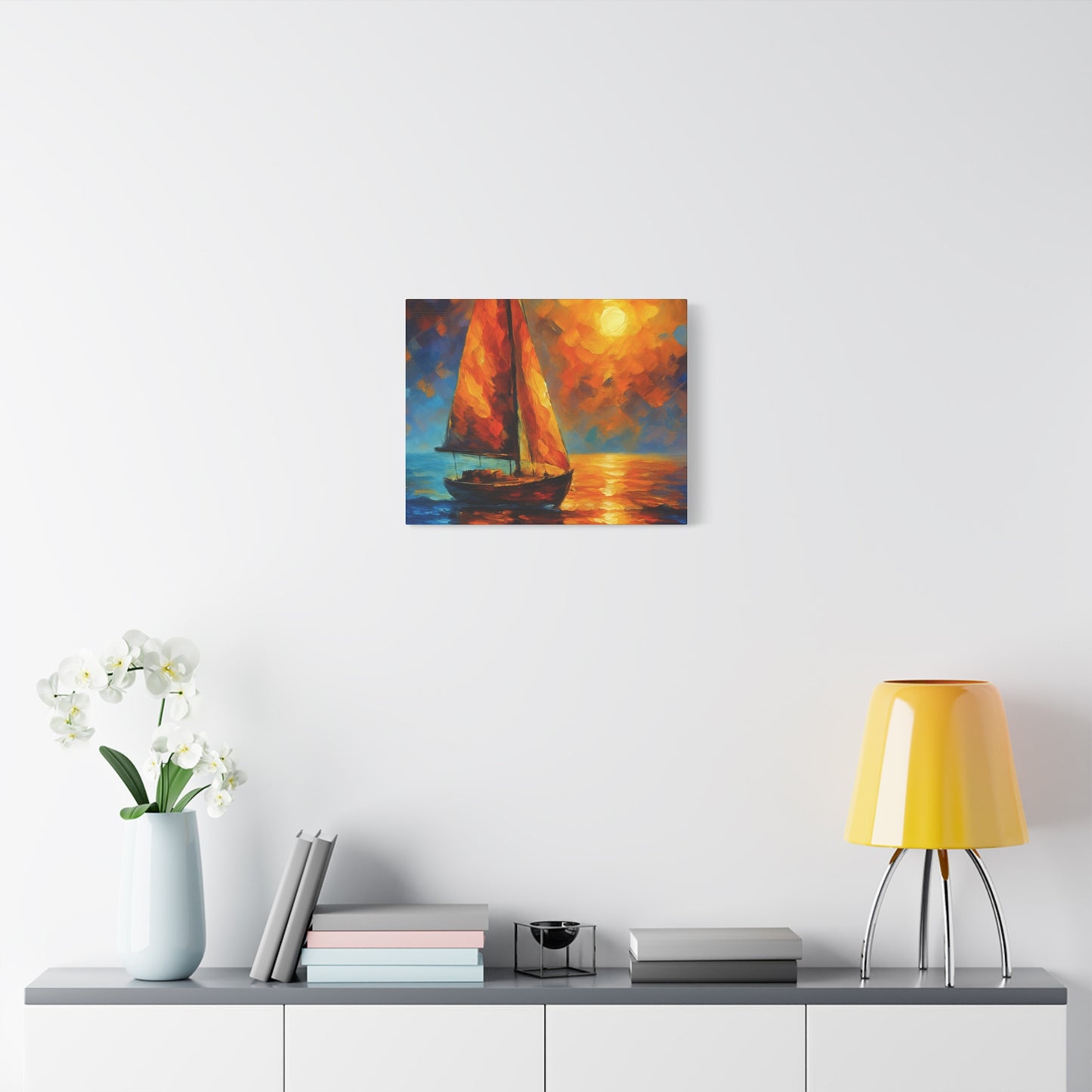 Canvas Art Print, Nautical Wall Decor, Sailboat Painting, Ocean Sunset, Home Decoration, Coastal Art