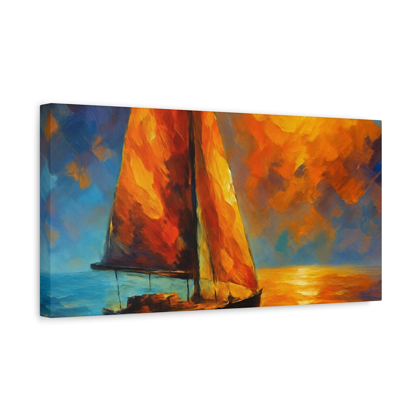 Canvas Art Print, Nautical Wall Decor, Sailboat Painting, Ocean Sunset, Home Decoration, Coastal Art