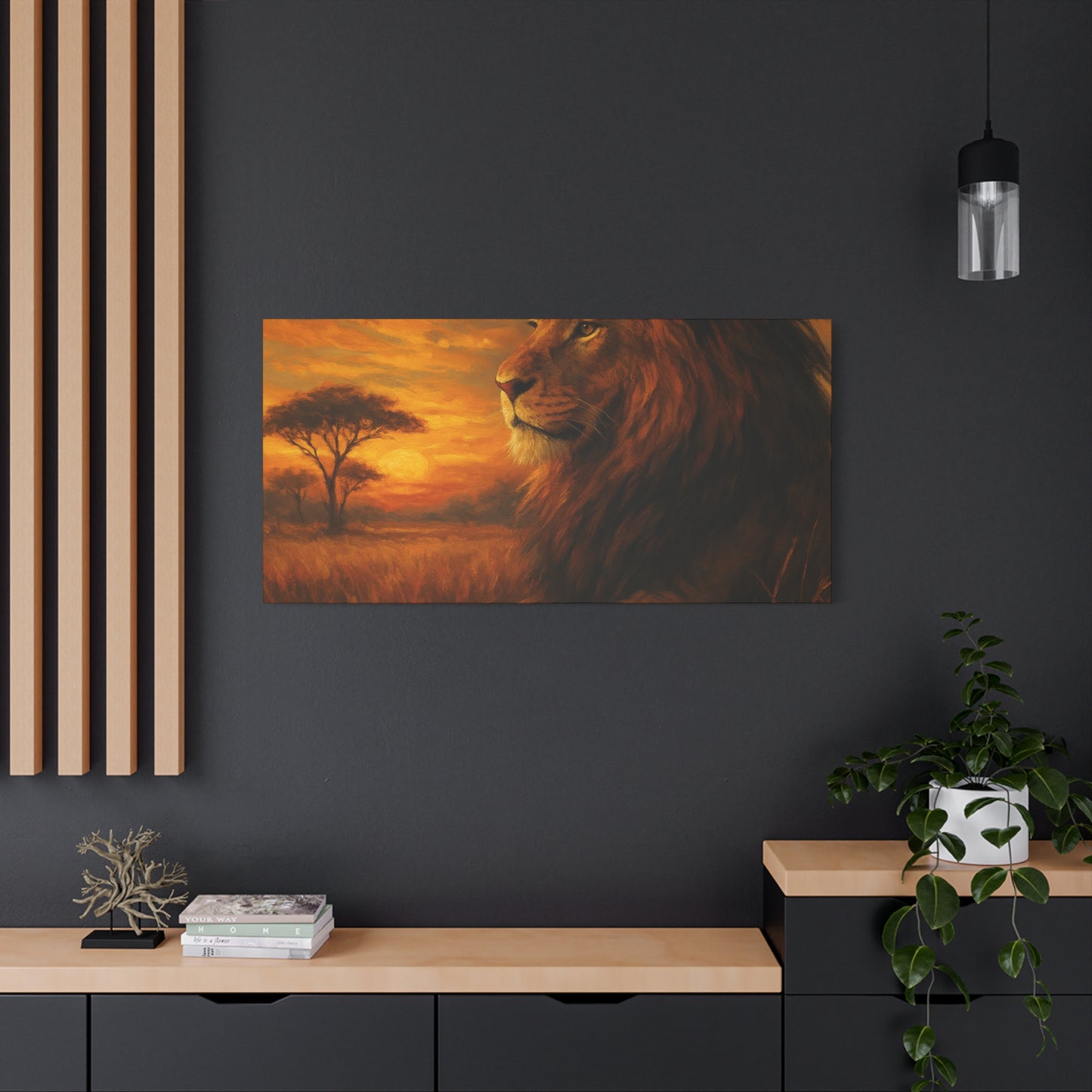 King of the Savanna - Lion Sunset Canvas