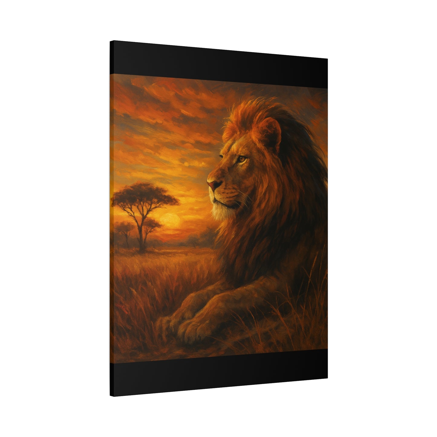 King of the Savanna - Lion Sunset Canvas
