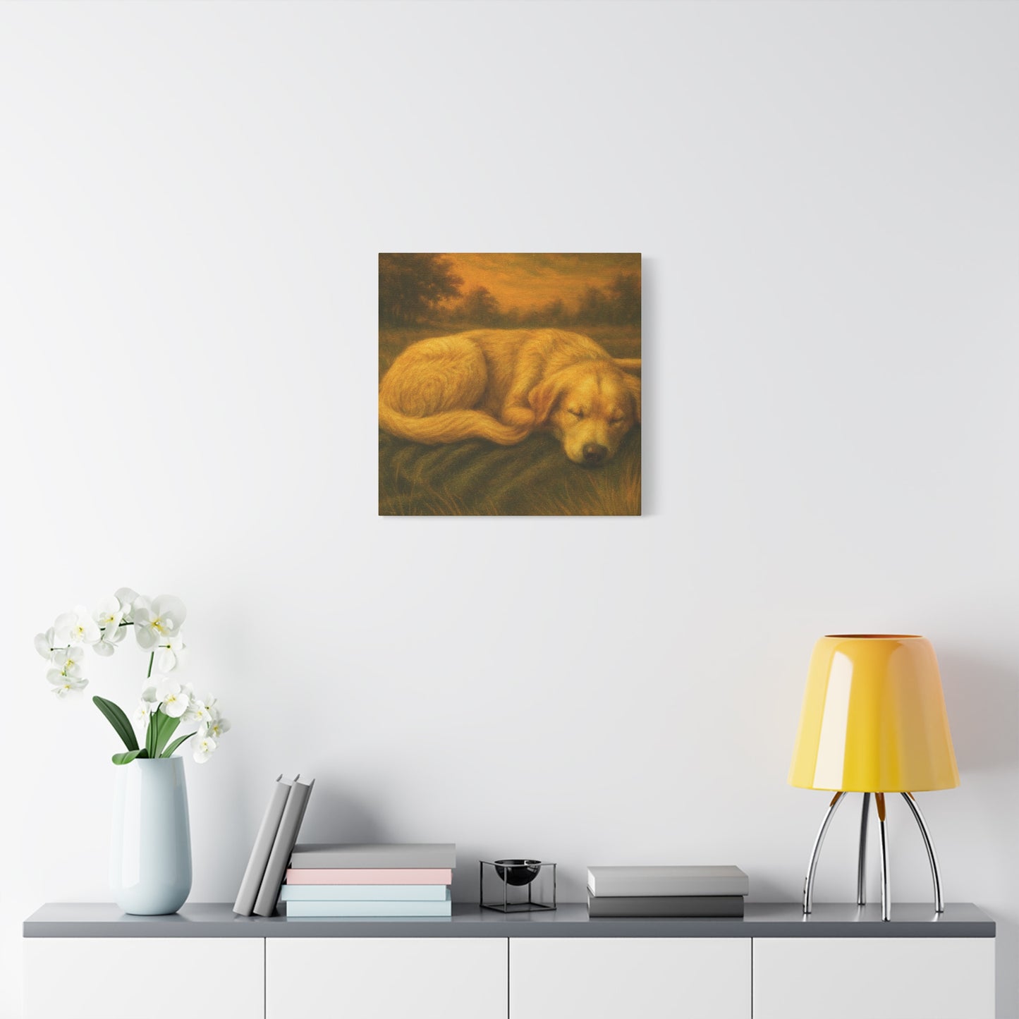 Golden Retriever Art Canvas Print, Dog Lovers Decor, Warm Home Wall Art, Gift for Pet Owners, Relaxing Pet Artwork