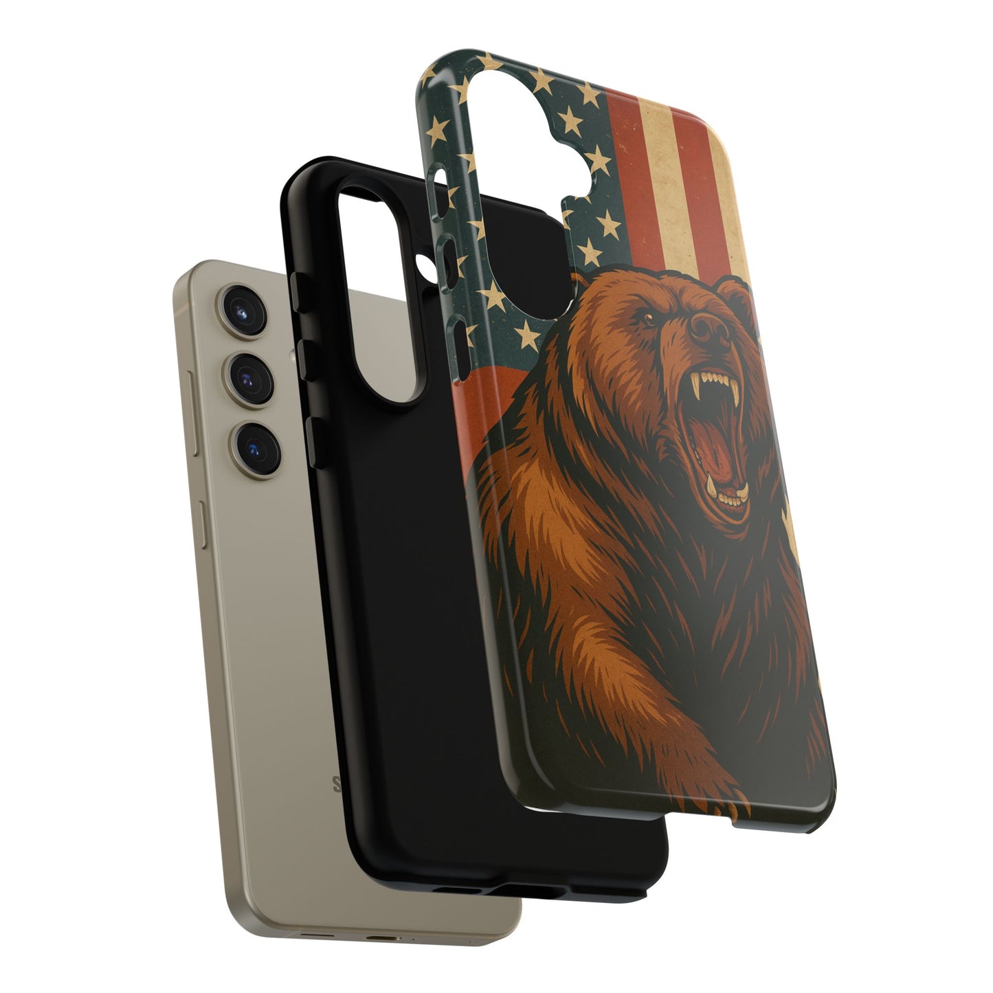 Tough Cases - Patriotic Bear Phone Case, Custom Phone Cover, Strong Protective Case, USA Flag Design, Gift for Outdoors Lovers