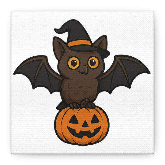 Halloween Owl Canvas Wall Art, Cute Owl Decor, Fall Home Decoration, Spooky Gothic Art, Kids Room Wall Decor, Fun Autumn Decor